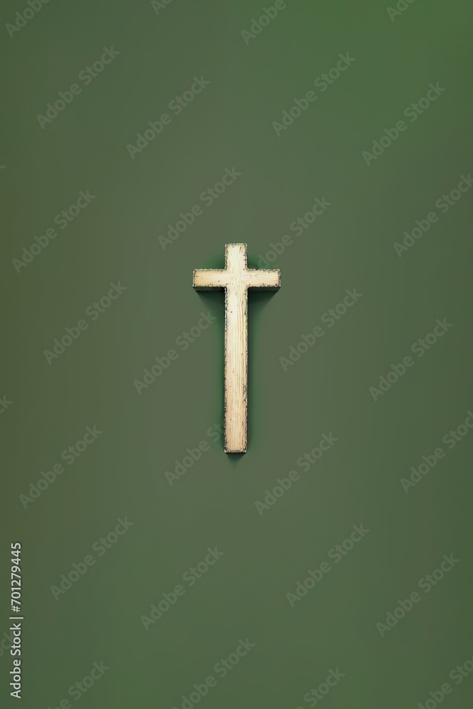 cross on a plain background, religious holiday Easter. Generative AI