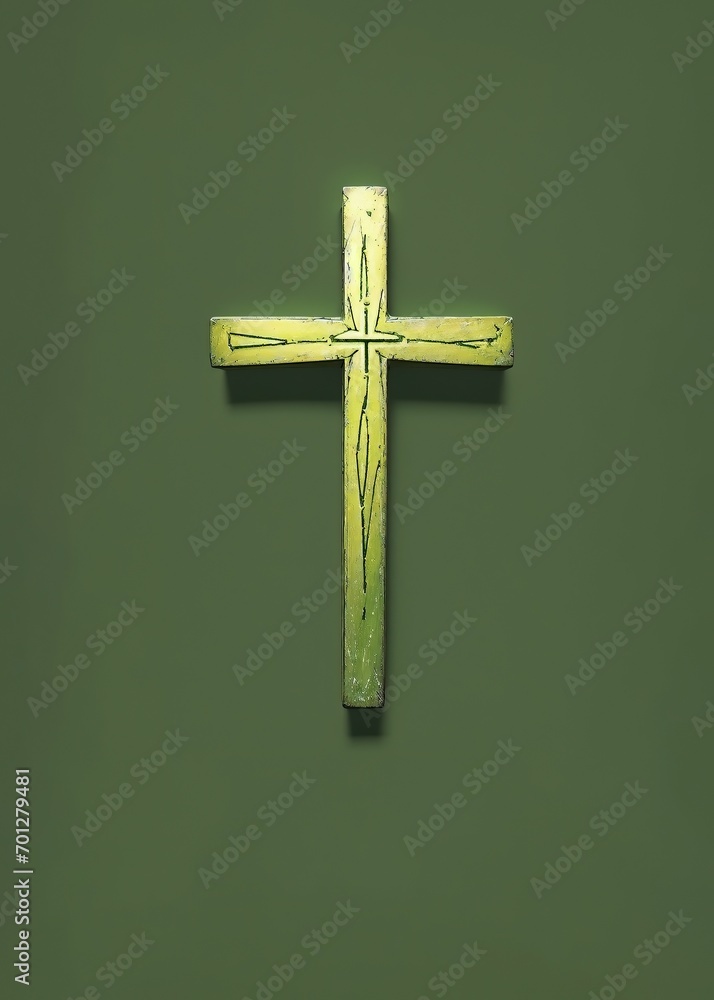 cross on a plain background, religious holiday Easter. Generative AI