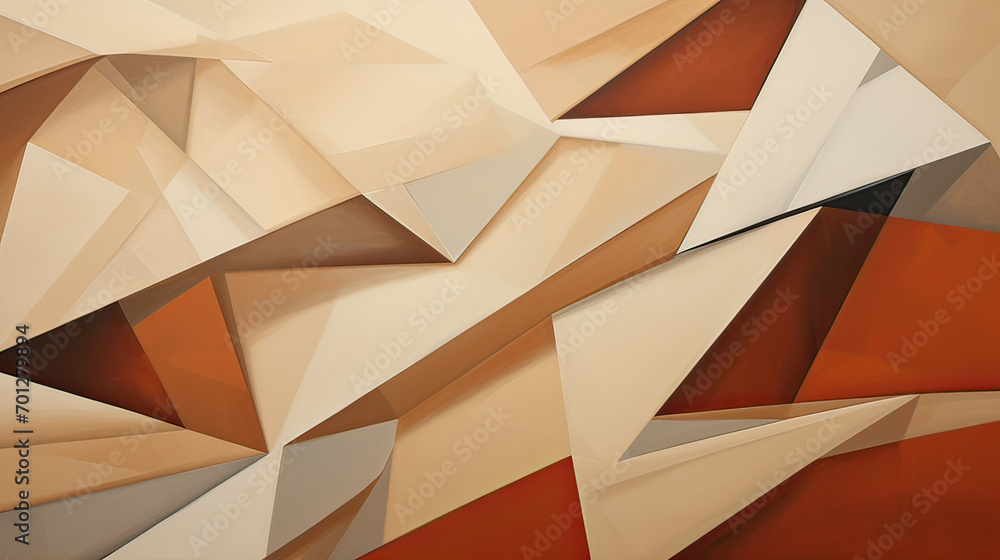 A contemporary abstract with 3D triangles protruding from the surface, casting shadows and creating depth against a neutral background Ai Generative A contemporary abstract with 3D triangles protruding from the surface, casting shadows and creating depth against a neutral background Ai Generative