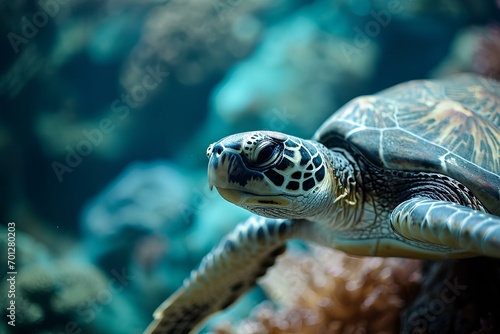 Sea Turtles in the Zoo's Aquarium. generative AI
