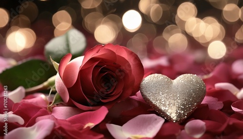 Herz auf Rosenbl  ten Valentinstag