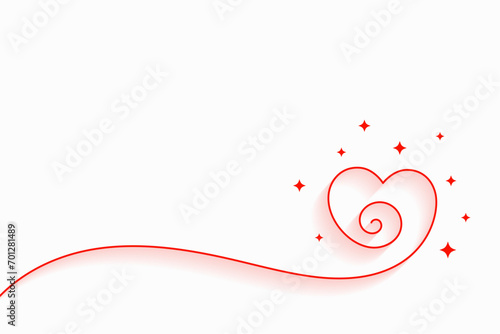 line style love heart white background for valentines day event