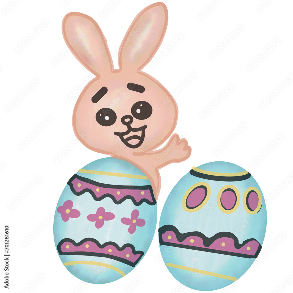 Fototapeta premium easter bunny and eggs