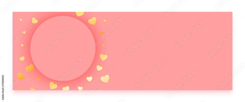 lovely golden floating hearts banner with empty frame design lovely golden floating hearts banner with empty frame design