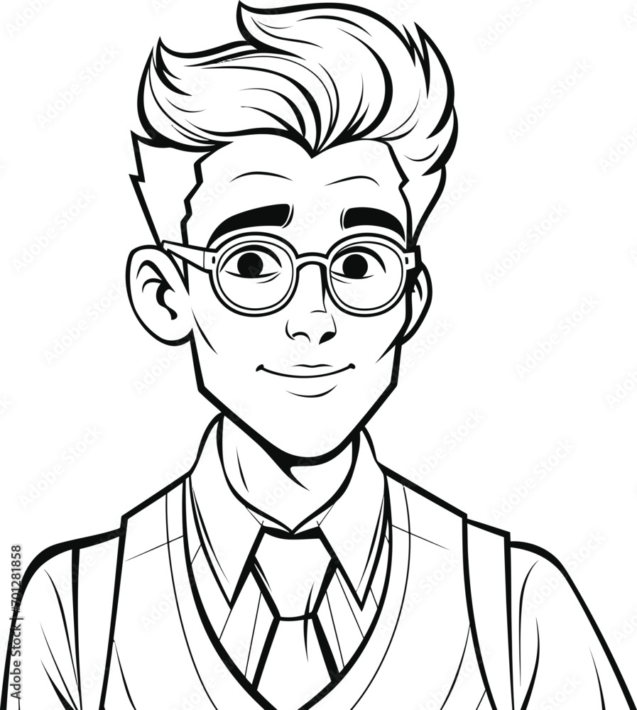 Stylish man with coloring page