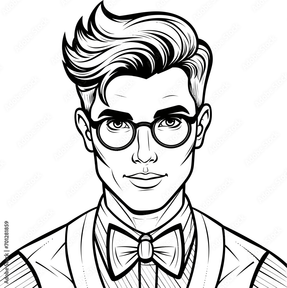 Stylish man with coloring page