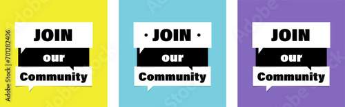 Join our community. Join the team. A set of square posters for recruitment. Ready-to-use invitation