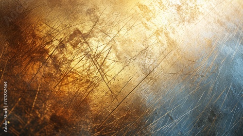 Vibrant gold scratches on a horizontal backdrop with a rough, grungy texture.