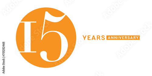 15 years anniversary vector icon, logo. Isolated elegant design with number