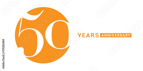 50 years anniversary vector icon, logo. Isolated elegant design with number