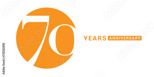 70 years anniversary vector icon, logo. Isolated elegant design with number