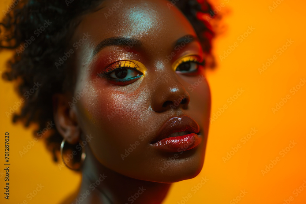 Sultry Glamour: African American Beauty on Solid Backdrop Sultry Glamour: African American Beauty on Solid Backdrop