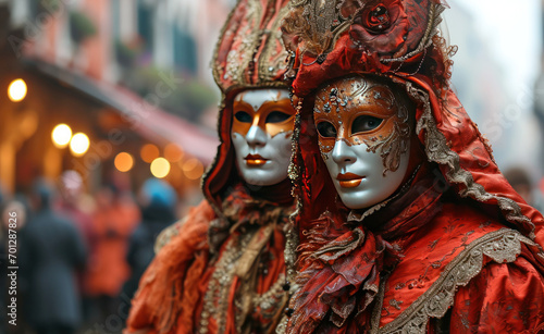 Colorful Mardi gras carnival masks. Traditional Venice festival photo