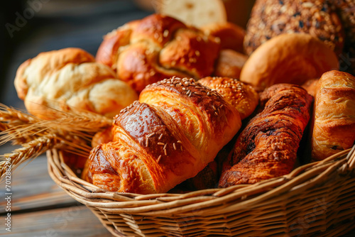 Assorted Pastries and Breads in a Charming Basket