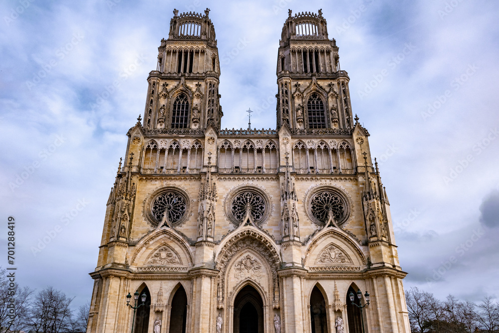 Front view of Orléans' Cathedral, Loiret, France