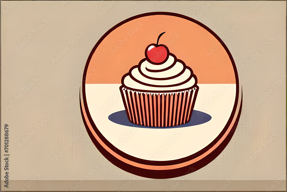 cupcake circular logo illustration for branding