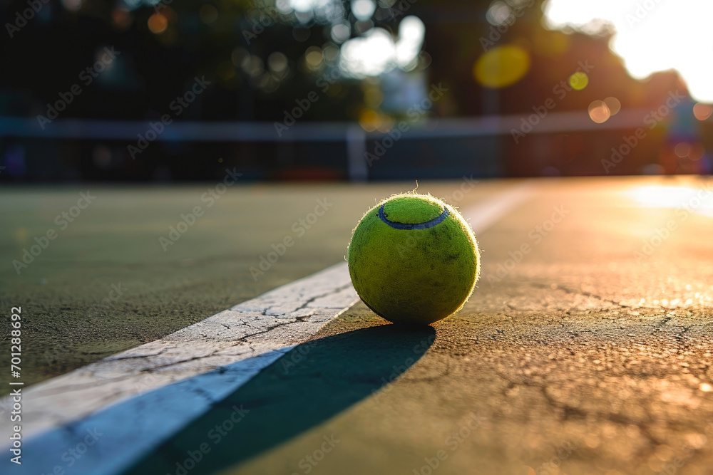 Vivid Close-Up: Tennis Ball on Court