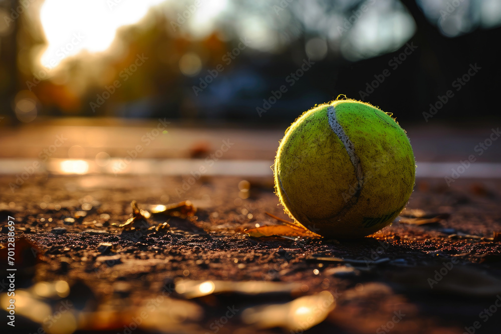Intense Focus: Tennis Ball on the Court