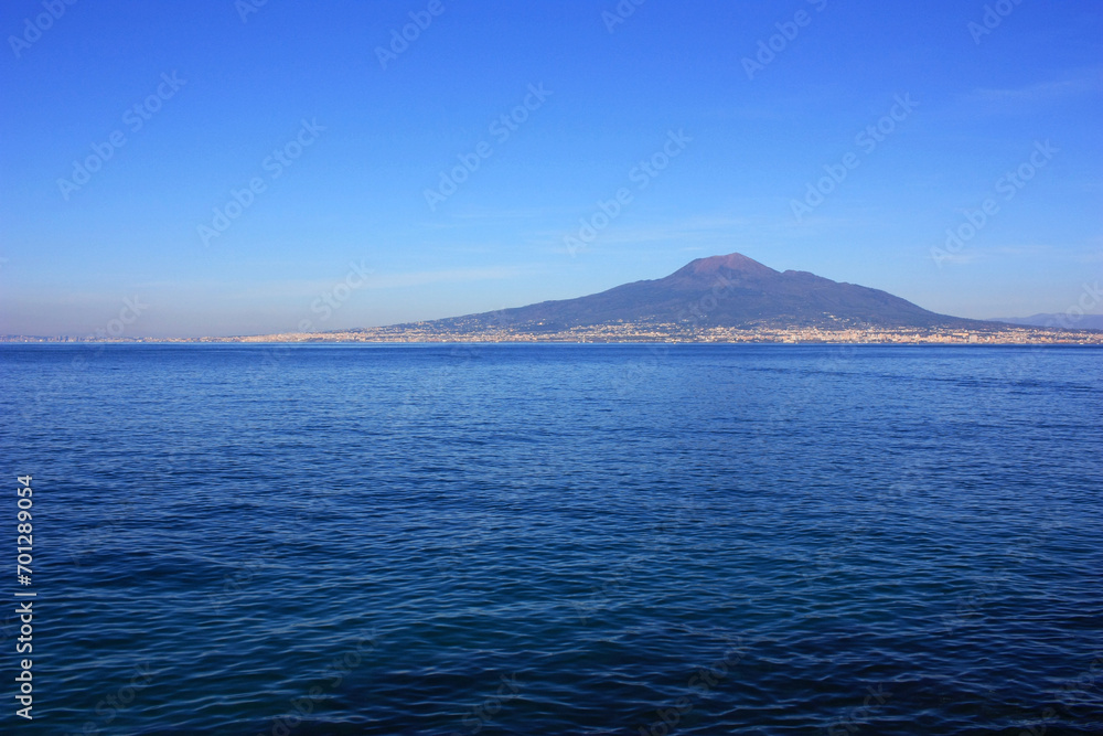 View of Mount Vesuvius from the sea, Naples, Italy