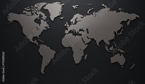black world map on a white background