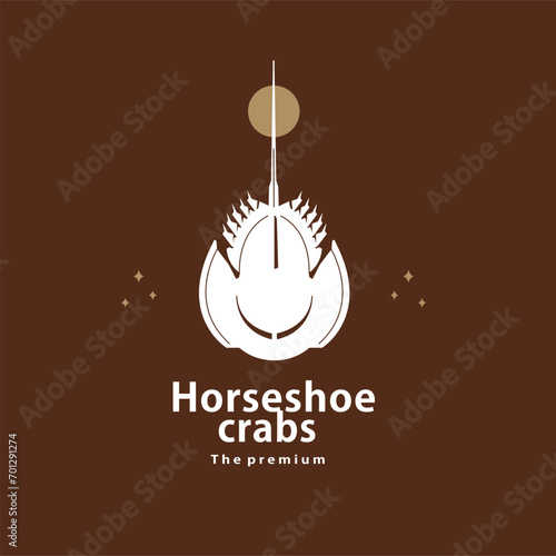 animal horseshoe crabs natural logo vector icon silhouette retro hipster	