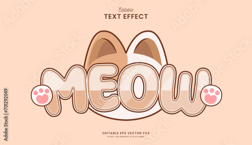 decorative editable kitten text effect vector design