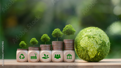 ESG environment social governance investment business concept. social business strategy, environment, sustainability-related risks. Sustainable corporation development.