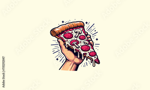 hand hold pizza vector illustration flat design