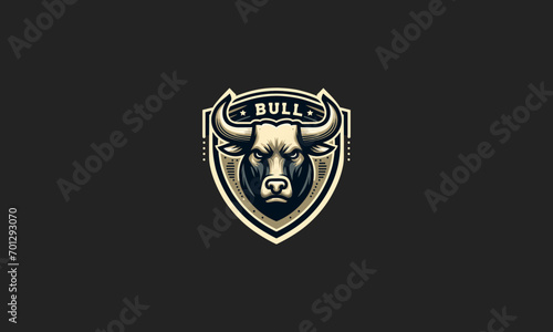 head bull angry with shield vector logo design