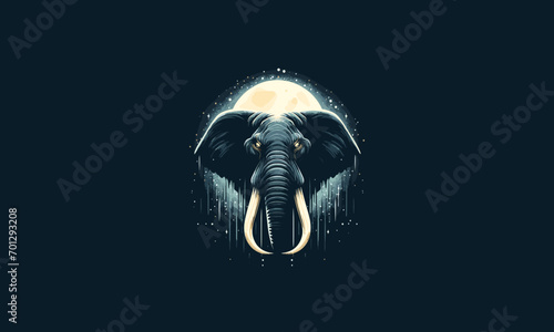 head elephant with moon vector illustration mascot design