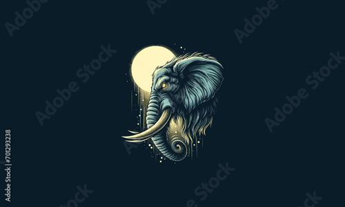 head elephant with moon vector illustration mascot design