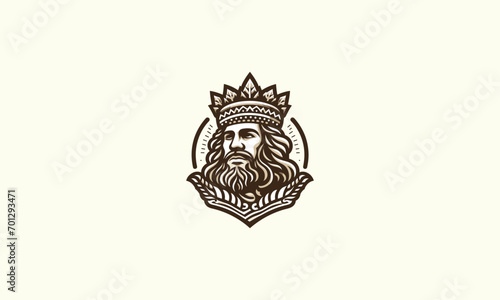 head man wearing crown vector illustration logo design