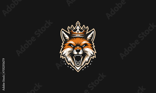 head fox wearing crown vector mascot design