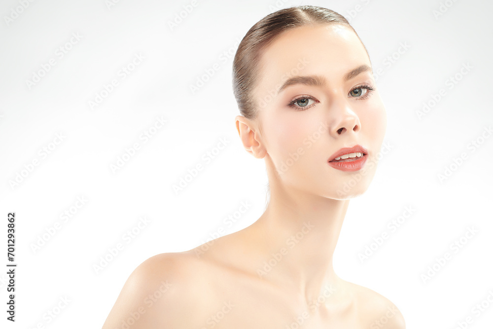 Beautiful young woman with clean fresh skin on white background, Face care, Facial treatment, Cosmetology, beauty and spa, women portrait. Beautiful young woman with clean fresh skin on white background, Face care, Facial treatment, Cosmetology, beauty and spa, women portrait.