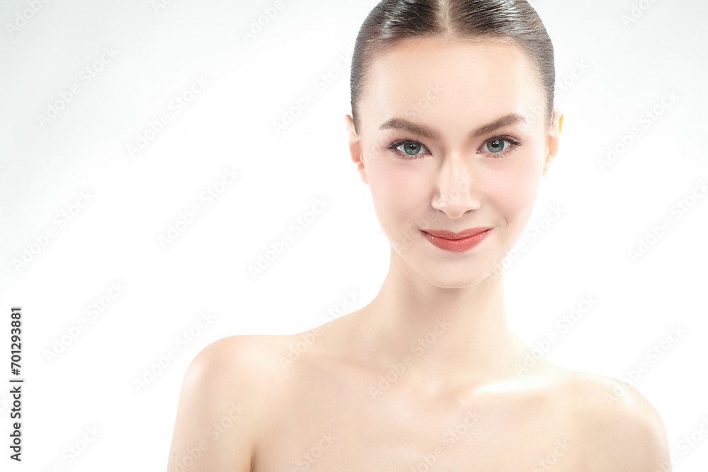 Beautiful young woman with clean fresh skin on white background, Face care, Facial treatment, Cosmetology, beauty and spa, women portrait. Beautiful young woman with clean fresh skin on white background, Face care, Facial treatment, Cosmetology, beauty and spa, women portrait.