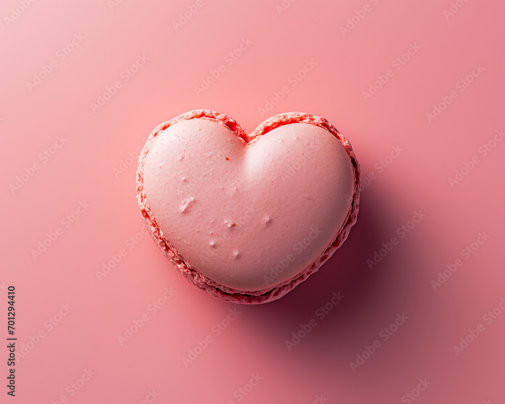 Delicate Heart-Shaped Pastel Macarons Flavored with Strawberry and Raspberry, a True French Patisserie Delight