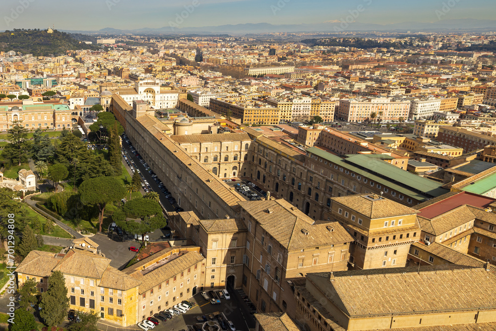 High angle view of the Vatican Museums, Vatican City, Rome, Italy
