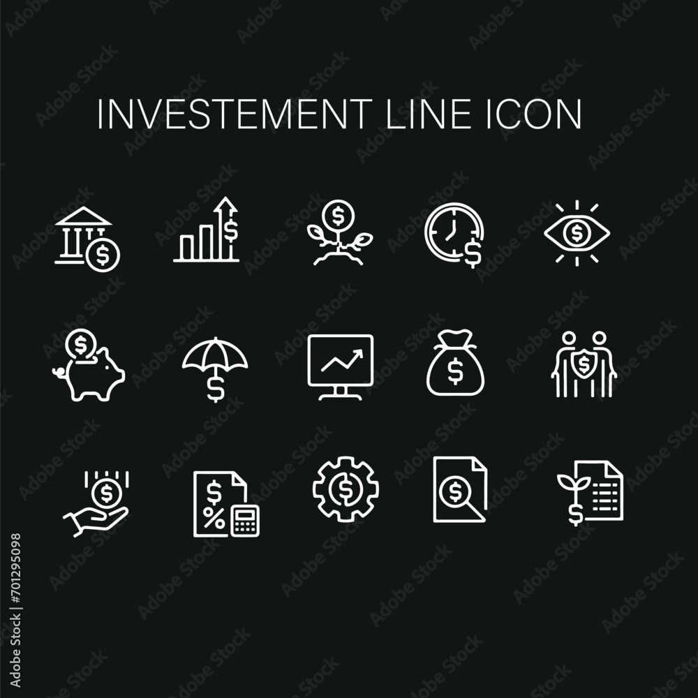 set of Investment line icon vector design