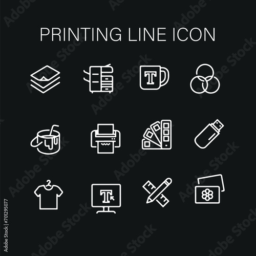 set of Printing line icons vector design