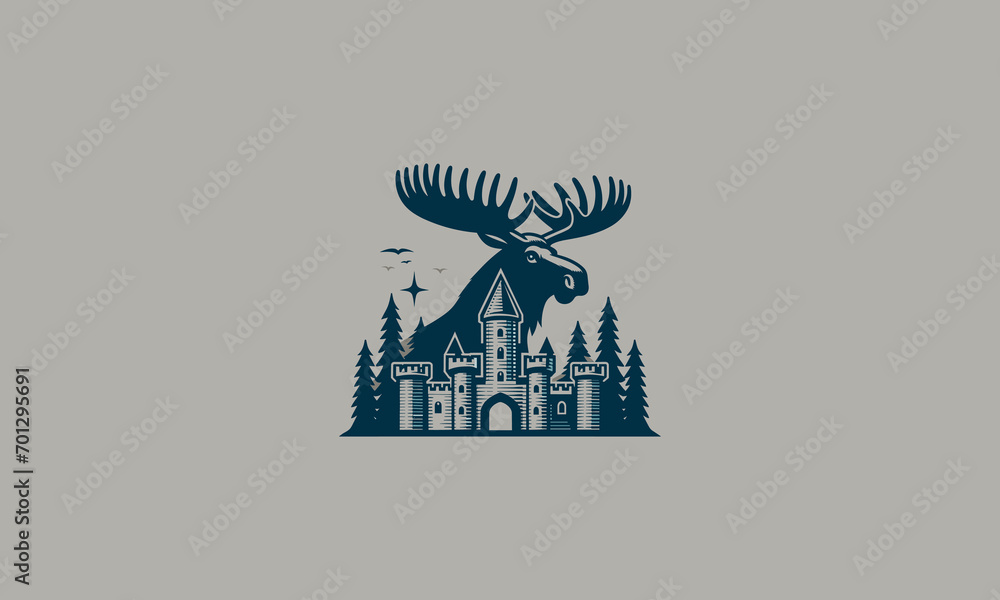 moose on castle vector illustration flat design moose on castle vector illustration flat design
