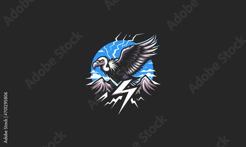vulture with lightning vector mascot design