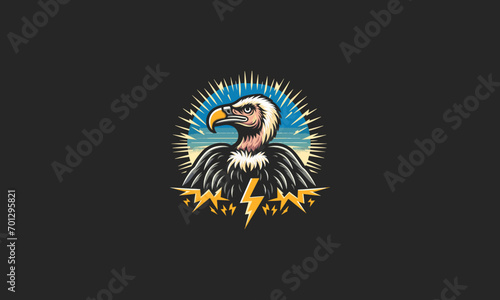 vulture with lightning vector mascot design