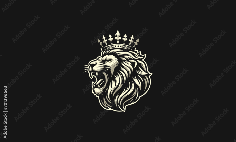 head lion wearing crown vector logo flat design head lion wearing crown vector logo flat design