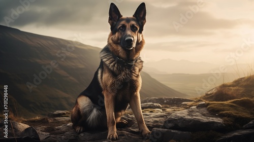 german shepherd dog on the mountain © Muhammad