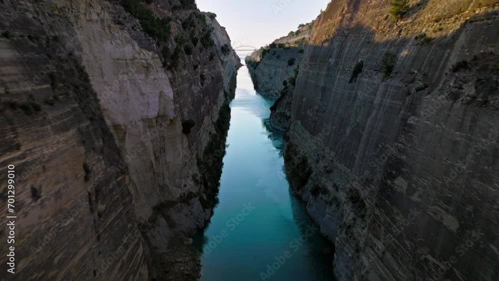 Aerial view of The Corinth Canal in Greece an international maritime hub. An artificial waterway built in Greece connects the Gulf of Corinth with the Aegean Sea. Aerial view of The Corinth Canal in Greece an international maritime hub. An artificial waterway built in Greece connects the Gulf of Corinth with the Aegean Sea.
