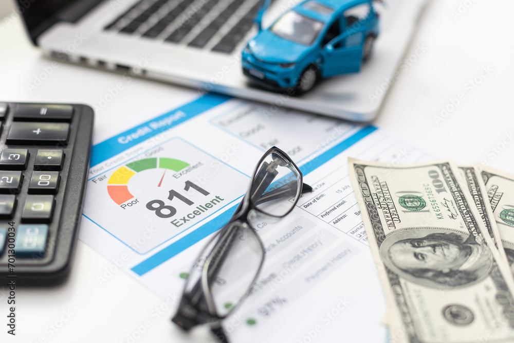 © Angelov - Credit report with score on a desk