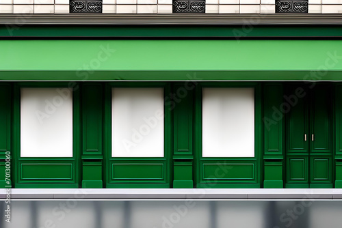 template for green storefront boutique design , vintage european style vitrine
