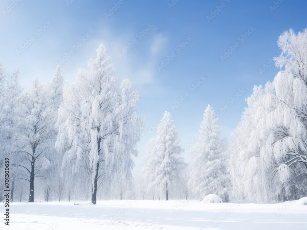 Obraz premium A photo of a winter morning, a snowy forest.