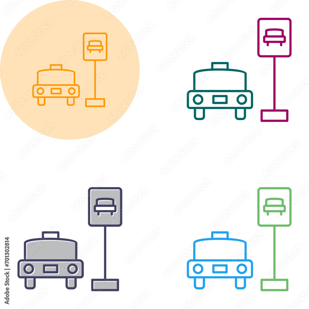 Taxi Stand Vector Icon Taxi Stand Vector Icon