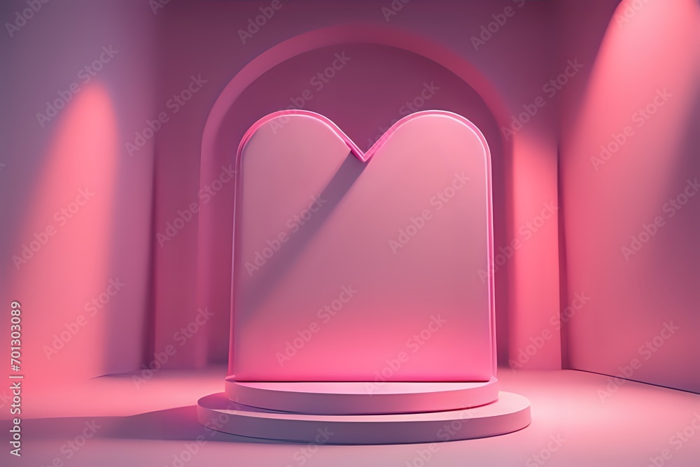 Happy valentine's day sale 3d product display pink podium made with Generative AI